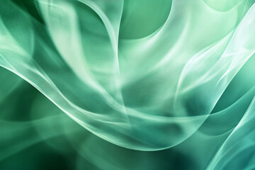Fototapeta premium Graceful green translucent shapes flow gently in an abstract arrangement with smooth curves and soft gradients 
