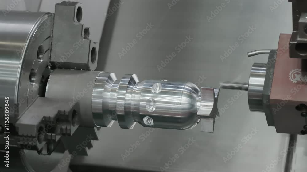Poster the milling process on cnc milling machine. the metal working concept on the milling machine.