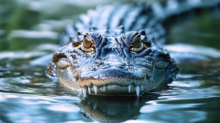 Obraz premium American Alligator in Water. Wildlife, Dangerous Animal, Nature, Reptile, Swamp, Florida, Everglades