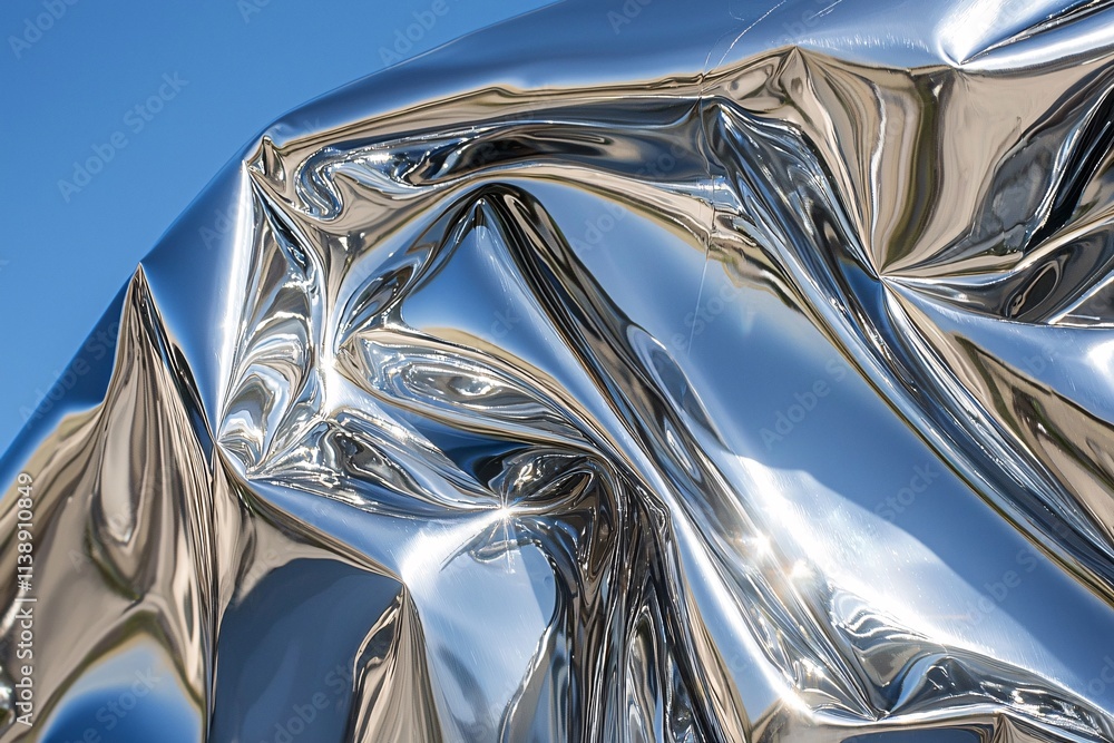 Poster chrome drapes abstract metallic reflection texture