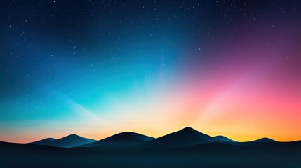Serene landscape at dawn with colorful sky and gentle hills.