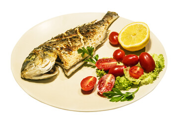 grilled dorado fish with fresh vegetables