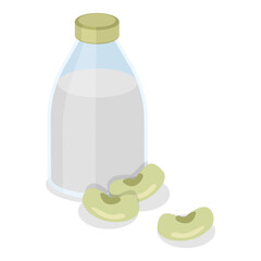 3D Isometric Flat Vector Illustration of Vegan Milk, Plant Based Diet, Healthy Organic Lactose Free Beverage. Item 4