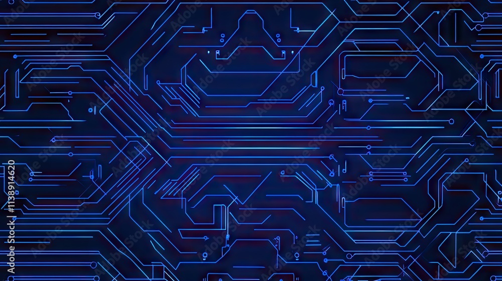 Aufkleber abstract blue circuit board design with glowing lines and patterns