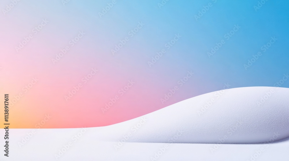 Poster minimalistic landscape with soft curves and gradient sky.