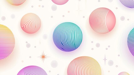 Abstract geometric seamless pattern with pastel-colored circles, minimalistic design for kid-friendly backgrounds, modern cute aesthetic