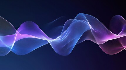 Fototapeta premium Flowing purple abstract waves against dark background.