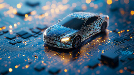 Concept illustration of automotive chip