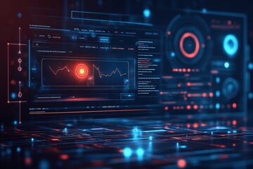 Fototapeta premium Futuristic HUD interface with data analysis and charts.