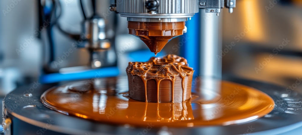 Poster chocolate delight 3d food printing in action, creating edible masterpieces layer by layer.