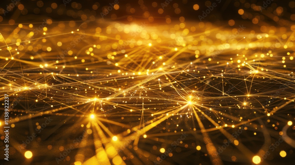 Poster golden network connection abstract background.