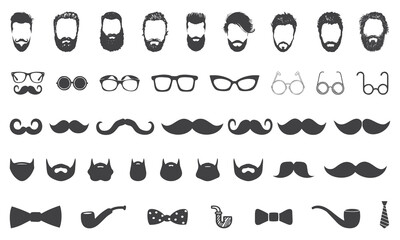 Man style icon bundle. Hipster icon collection