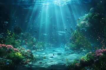 Fototapeta premium Aquatic Dreamscape with Floating Bubbles