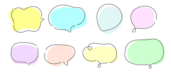 吹き出しフレームセット　シンプルでおしゃれなガーリーファッション系ベクターイラスト素材　　白背景