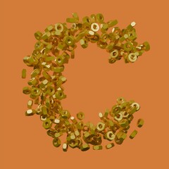 Abstract Graphic of Letter  with Golden Elements