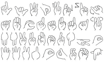 Finger gesture icon collection. Finger language icon bundle