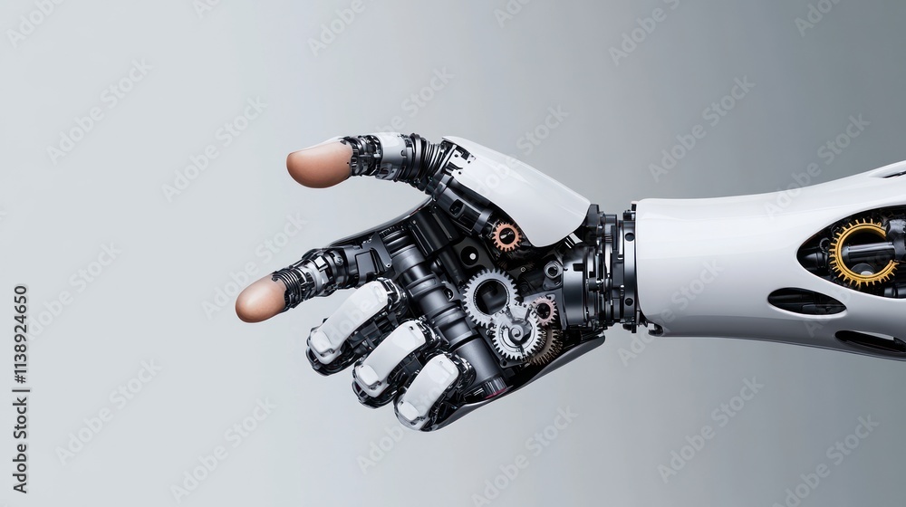Poster robotic hand showcasing intricate mechanical design and functionality.