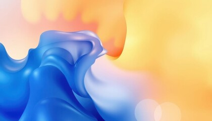 a close up of a blue and yellow liquid wave