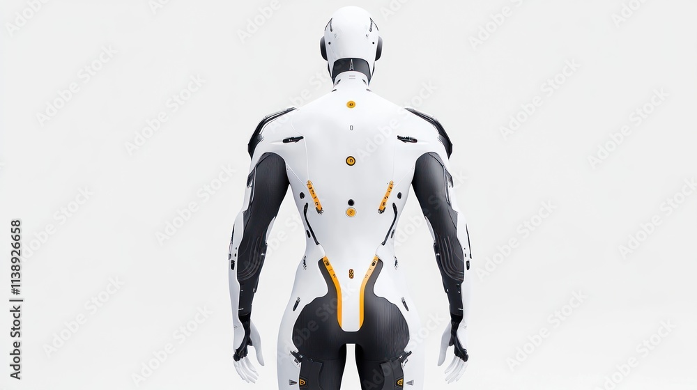 Aufkleber a futuristic humanoid robot with a sleek design and visible mechanics.
