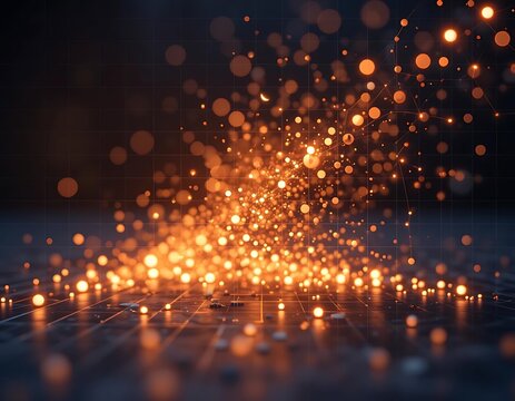 A scatter plot design with glowing points on a grid pattern