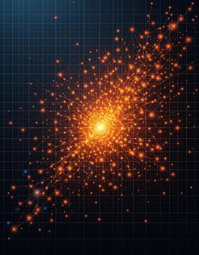 A scatter plot design with glowing points on a grid pattern