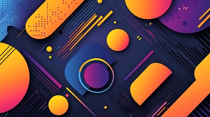 Abstract geometric background with vibrant gradients and shapes.