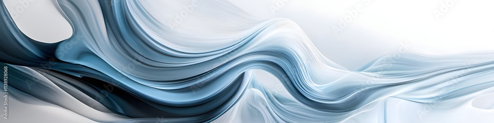 Poster create a linkedin cover image with abstract, flowing lines in soft blue and grey tones, representing
