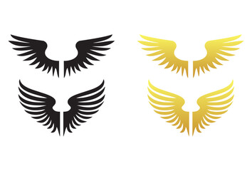 black wings icons. Wings badges. Collection wings badges. Vector illustration.