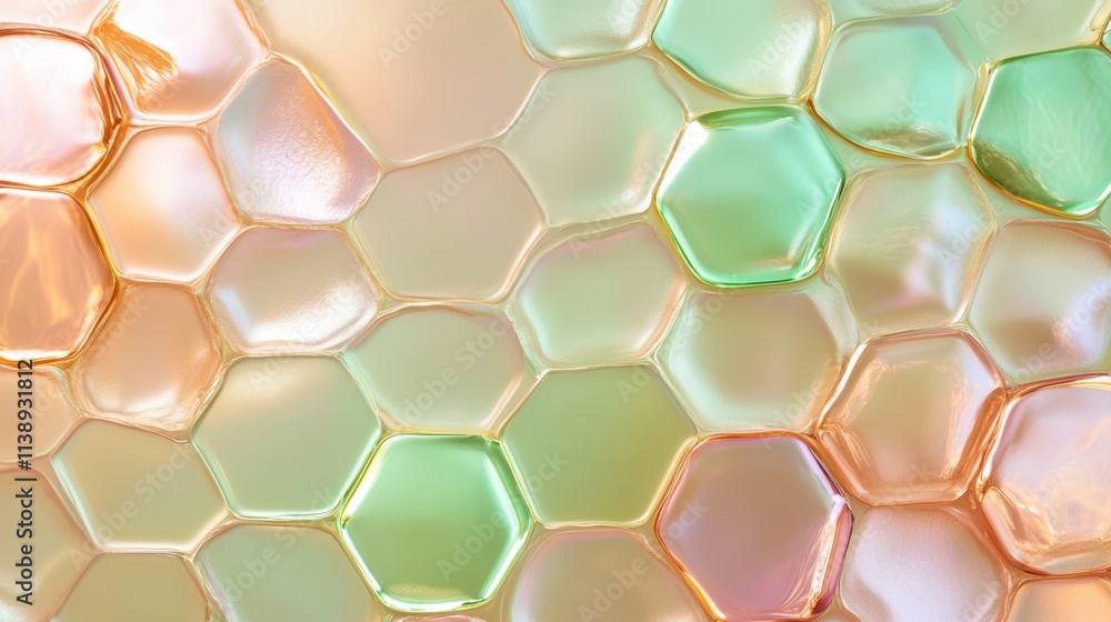 Poster iridescent honeycomb texture with soft pastel colors and abstract design