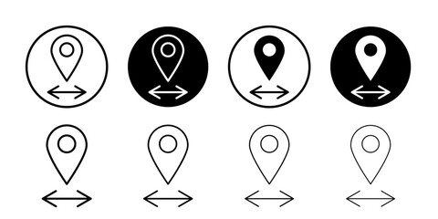 Destination distancing icon Black and white outline vector
