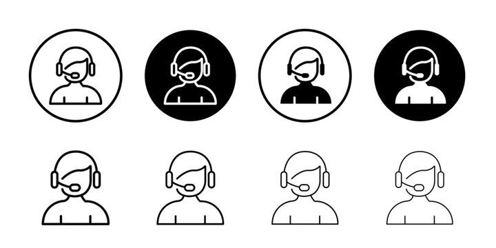 customer support icon Black and white outline vector