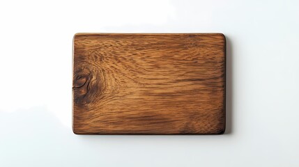 Fototapeta premium Rustic Wooden Cutting Board on a White Background, Ideal for Kitchen Decor, Culinary Use, Food Preparation and Cooking Enthusiasts in Contemporary Style