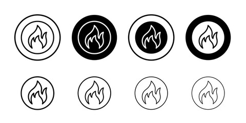 Fire flame icon Black and white outline vector