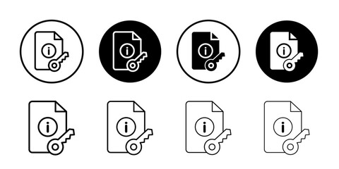 key information icon Black and white outline vector