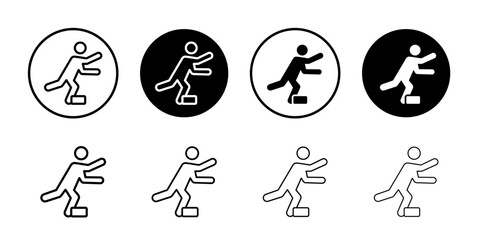 Man tripping icon Black and white outline vector