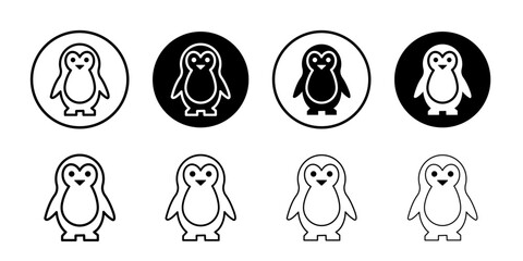 Penguin icon Black and white outline vector © Kajal