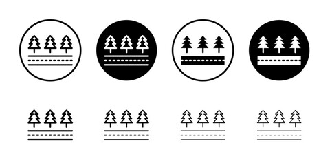 Obraz premium Road on landscape icon Black and white outline vector