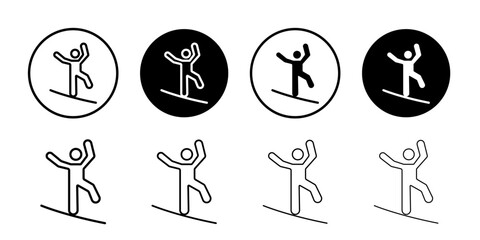Tightrope walker icon Black and white outline vector