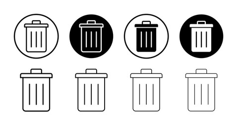 Trash icon Black and white outline vector