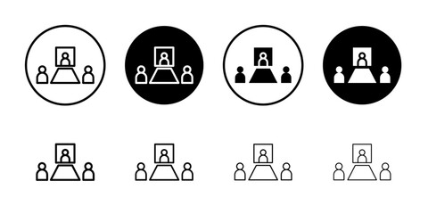 Video conference icon Black and white outline vector