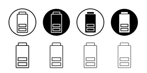 Battery icon Black and white outline vector