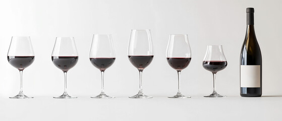 Sophisticated Red Wine Tasting Selection - Glasses of Red Wine, Merlot, Cabernet, and Pinot Noir for Banner or Social Media Post