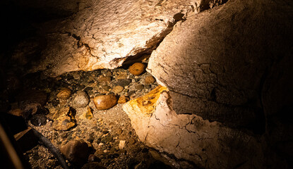 Underground cave te anau new zealand water clear drops rocks stones