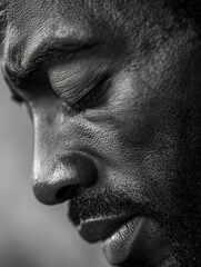 Man with closed eyes in thought or contemplation