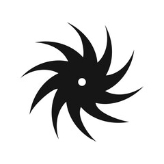 Round swirl or spin icon. Fan, propeller, pinwheel toy, ventilator, windmill sign. Flow, vortex, vertigo or tornado symbol isolated on white background. Vector graphic illustration.