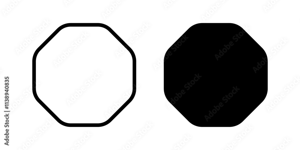 Wall mural octagon frame and shape isolated on white background. basic geometric figures with 8 sides and round