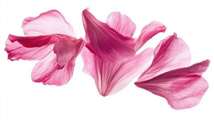 Pink flower petals isolated on white background