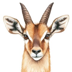 Fototapeta premium Watercolor Painting of an Impala Antelope Head and Shoulders.