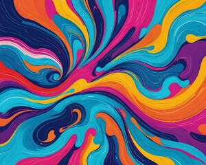 Fototapeta premium Vibrant Abstract Liquid Art Design. A captivating abstract design featuring swirling, vibrant colors.
