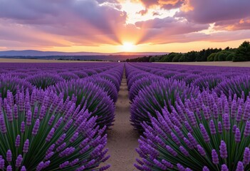 Obraz premium lavender field at sunset